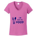 Women's Heavy Cotton 100% Cotton V Neck T Shirt Thumbnail