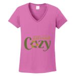 Women's Heavy Cotton 100% Cotton V Neck T Shirt Thumbnail