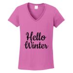 Women's Heavy Cotton 100% Cotton V Neck T Shirt Thumbnail