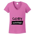 Women's Heavy Cotton 100% Cotton V Neck T Shirt Thumbnail