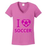 Women's Heavy Cotton 100% Cotton V Neck T Shirt Thumbnail