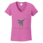 Women's Heavy Cotton 100% Cotton V Neck T Shirt Thumbnail