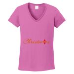 Women's Heavy Cotton 100% Cotton V Neck T Shirt Thumbnail